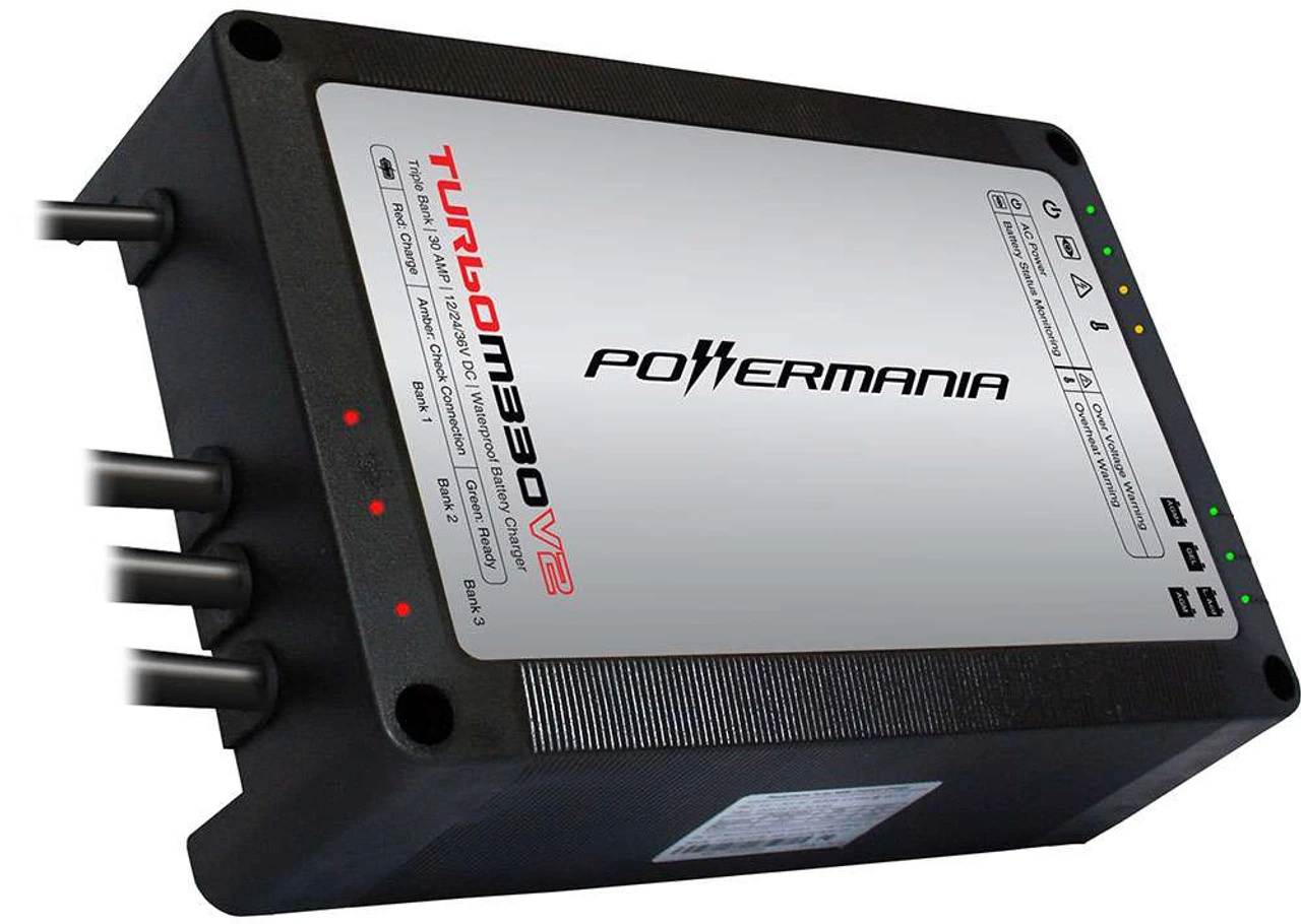 Powermania 58206 Turbo M330V2 - 3 Bank 30A Waterproof Onboard Charger
